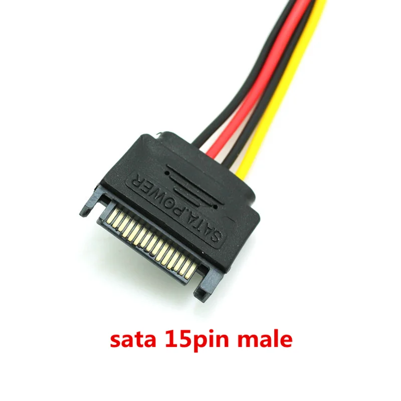 Angitu SATA 15Pin Male To Molex 5.08mm Power Adapter Cable IDE to Sata male Converter Cable Black Sleeved 30cm