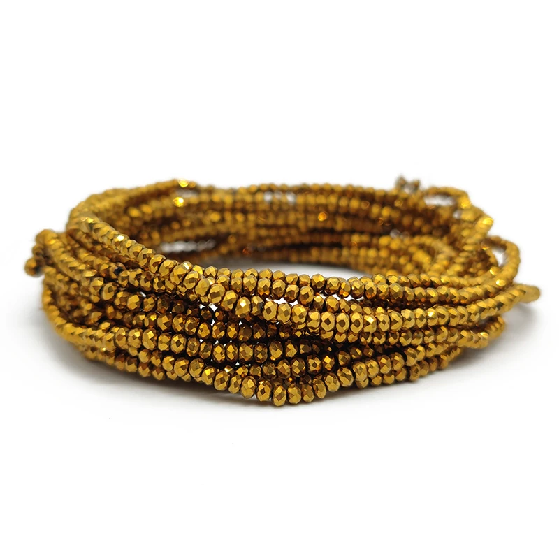 Faceted Flat Golden Glass Round Crystal Beads Loose Beads 1mm DIY for Jewelry Making Bracelet Necklace Accessories