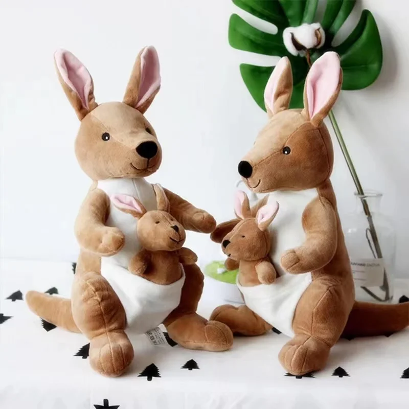 38CM Creative Cute Kangaroo Plush Toys Soft Stuffed Animal Doll Mother Child Kangaroo Plush Toys For Kids Birthday Gift