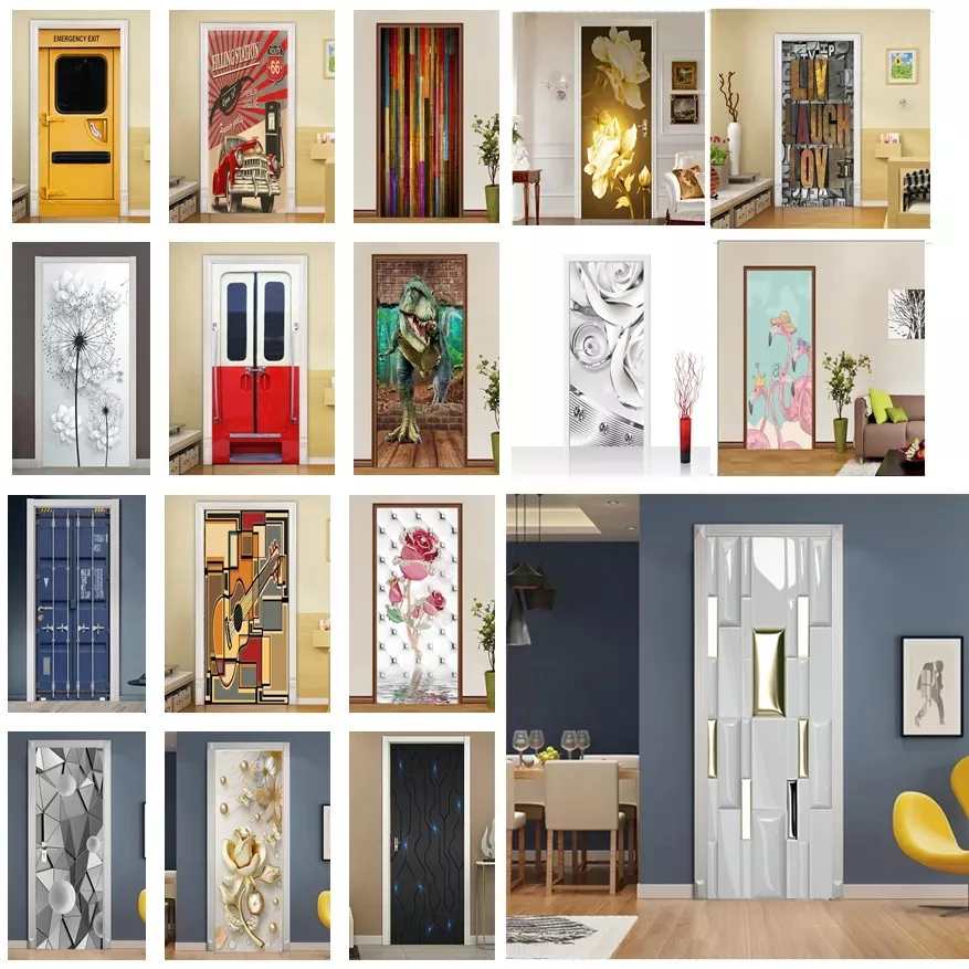 

Creative 3D Vision Door Sticker For Living Room Corridor Decoration Self Adhesive Poster Wallpaper Home Design Art Wall Decals