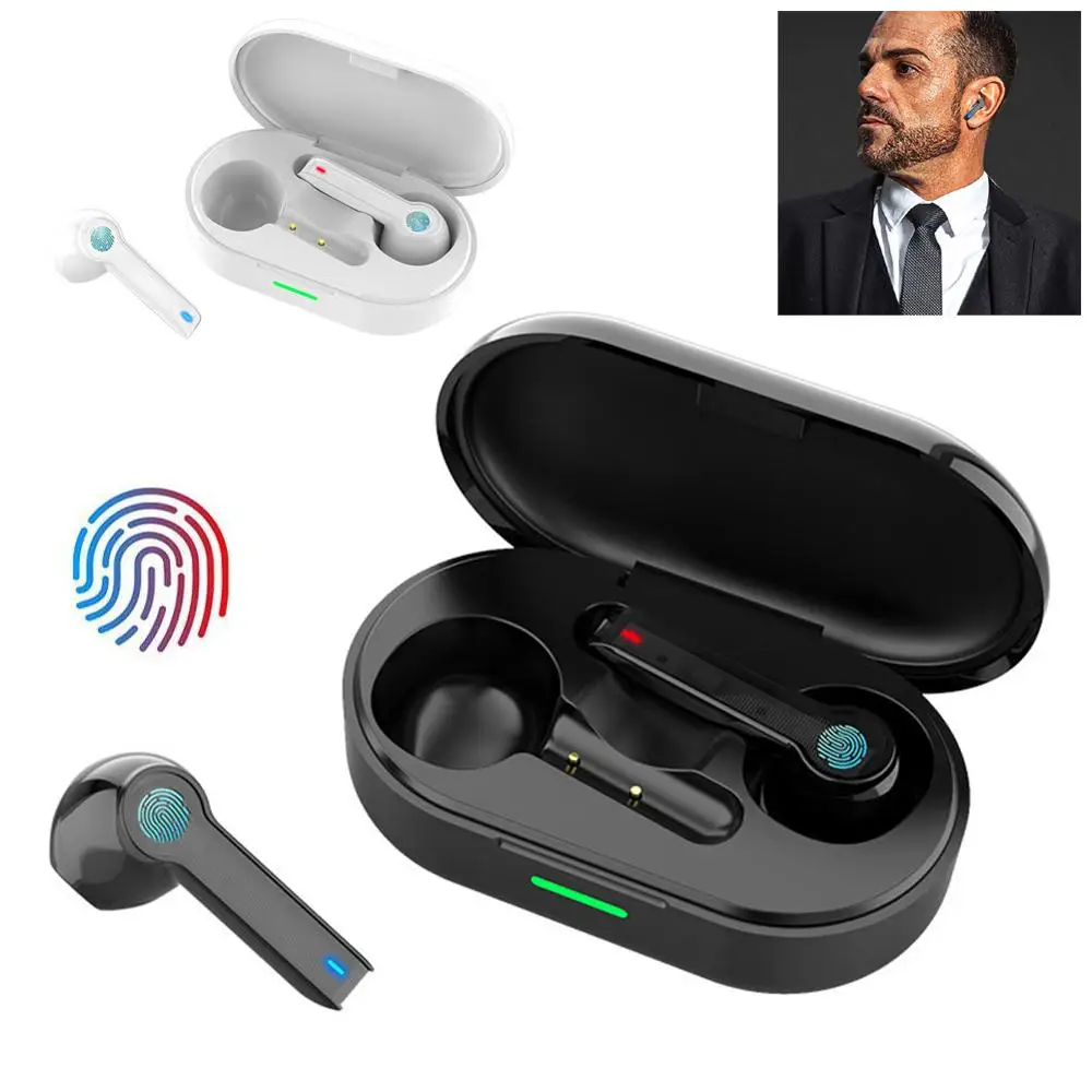 Fingerprint Touch Headset HiFI Stereo In-ear Earbuds Wireless Headphones Bluetooth-compatible for sport Running Workout