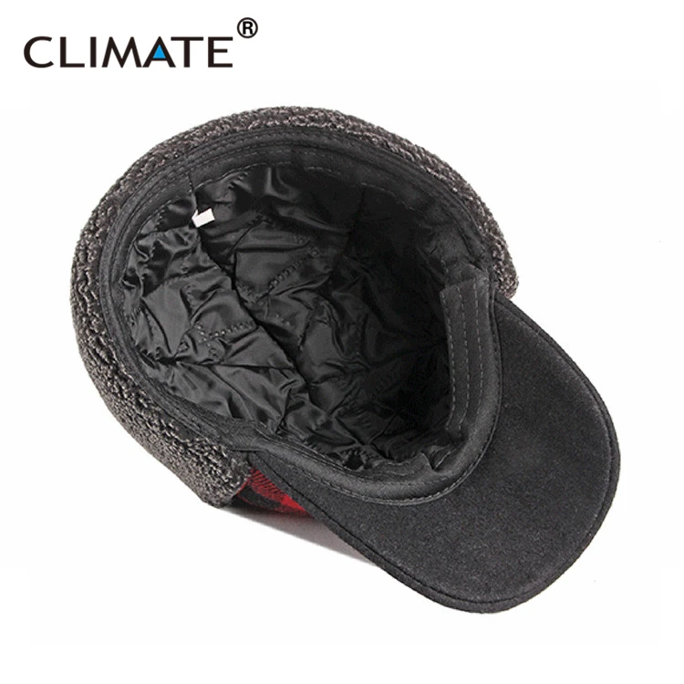 CLIMATE Fasion Plaid Ski Skiers Bomber Hat Cap Winter Outdoor Warm Baseball Cap Hat Plush Thicken Ear Protection Windproof Hat