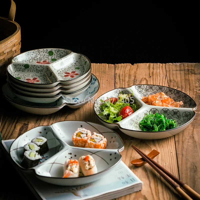 UnderVest-Assiette Japonaise Créative en Céramique, Trois Grilles, Assiette à Collation, pio d'Appoint, d'Assaisonnement, pio pio Ménager