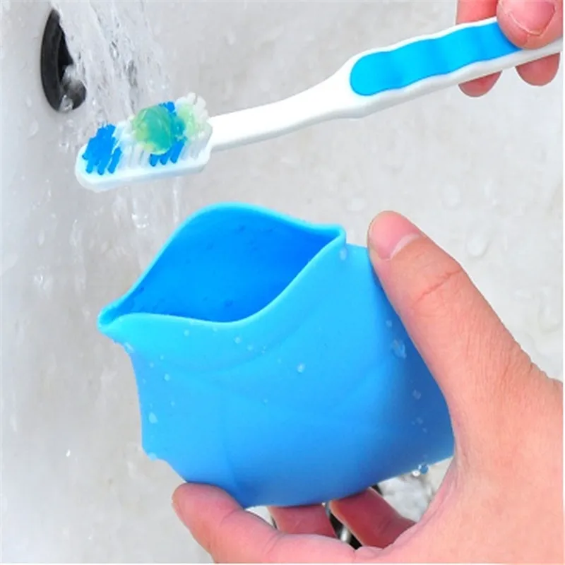 1PC Portable Travel Drinking Cup Silicone Maple Leaf Tooth Brushing Cup Gargle Wash Cup Camping Toothbrush Holder For Toothbrush