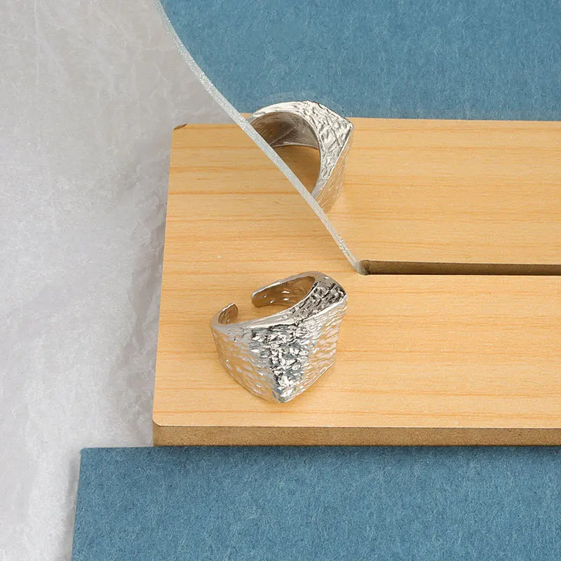 QMCOCO Silver Color New Korean Ring Female Thick Irregular Creative Ring All-Match Fashion Handmade Jewelry Gifts