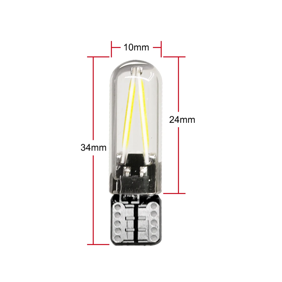 10pcs T10 width indicator car and motorcycle LED bulb COB W5W T10 12V glass width indicator filament through tube