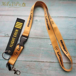 2 PCS MiFaVipa Yellow Lufthansa Neck Strap Chaveiro Flight Crew Key Chain A320 Neo Llavero Lanyard Keychain for ID Card Key Fobs