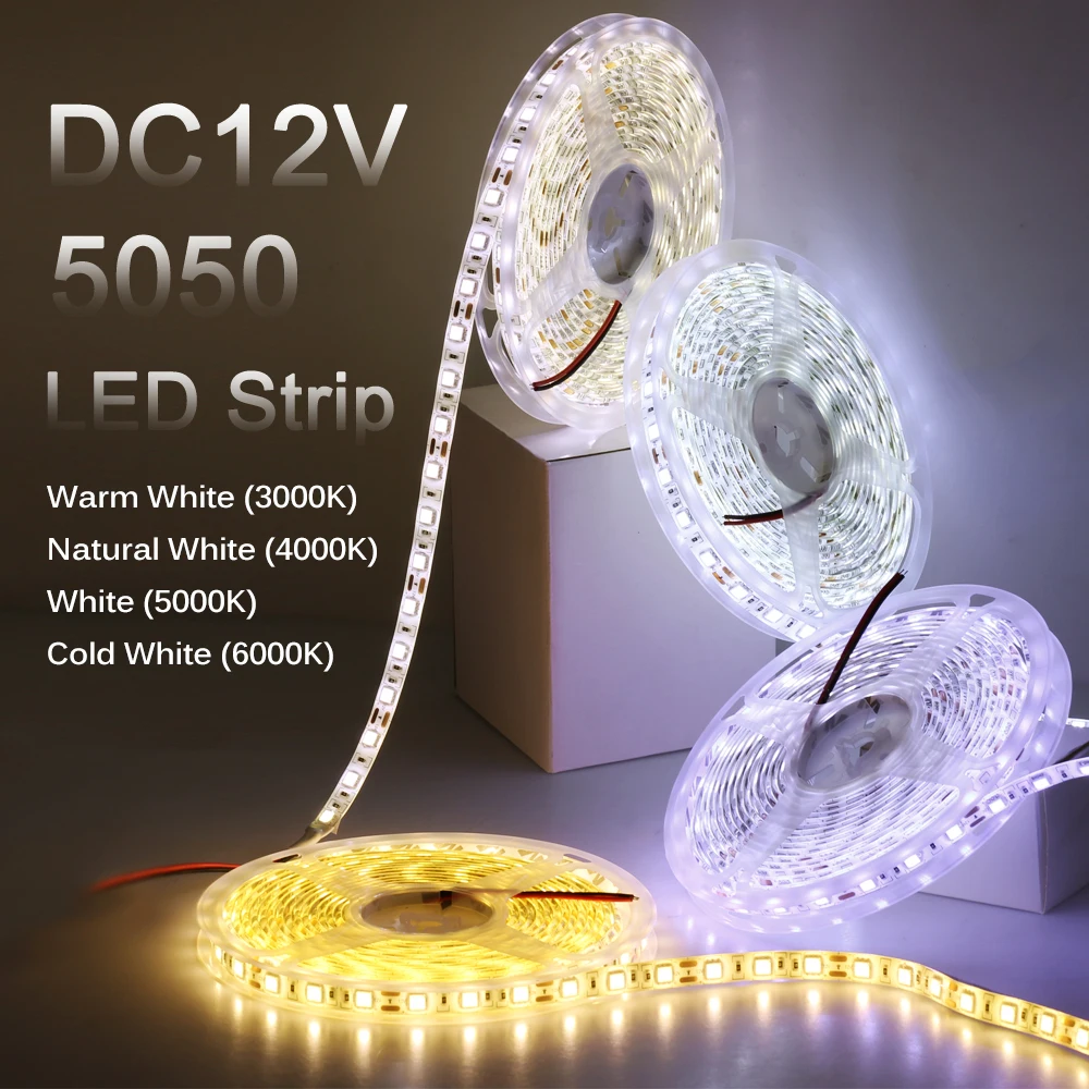 LED Strip 5050 DC12V 60LEDs/m Flexible LED Light RGB RGBW 5050 LED Strip 300LEDs 5m/lot