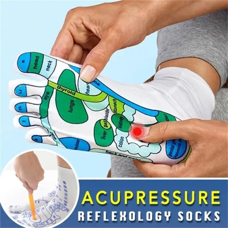 Foot Massage Acupressure Socks Physiotherapy Massage Relieve Tired Feet Reflexology Socks Foot Point Socks English Illustration