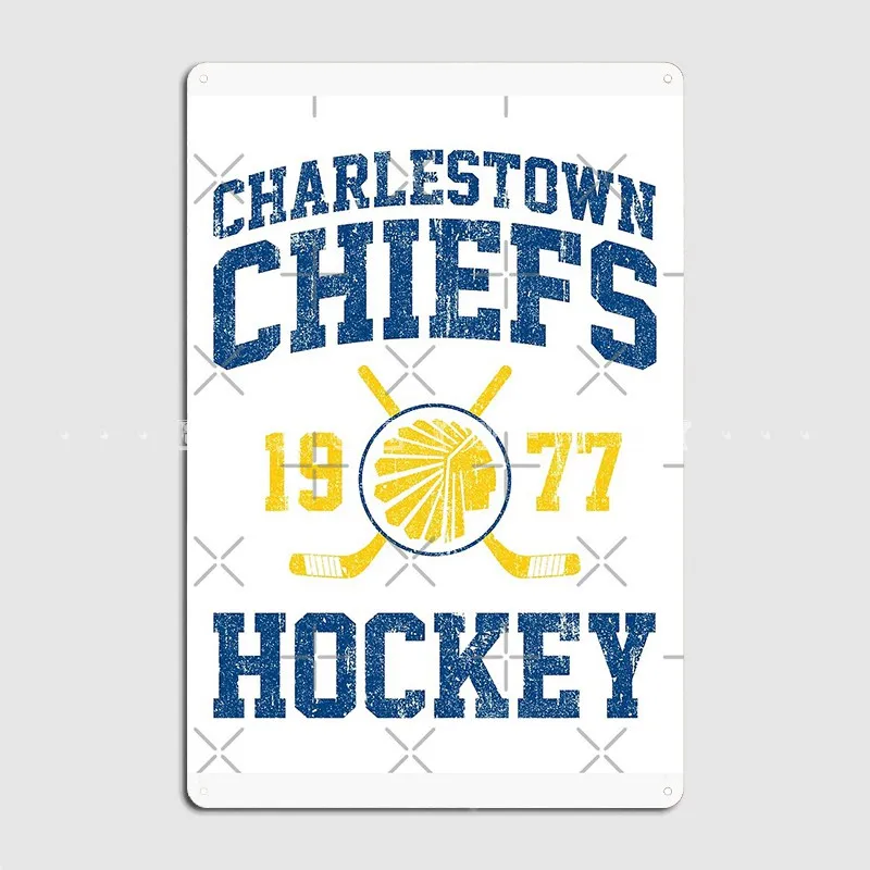 Charlestown Chiefs Hockey Metal Sign Wall Plaque Designing Club Bar Wall Mural Tin Sign Posters