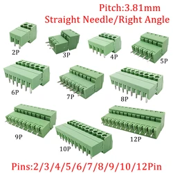 5Pair 15EDG 3.81mm 2-12Pin PCB Screw Terminal Block Male Female Connector 2EDG Straight Needle/Right Angle Plug-in Header Socket