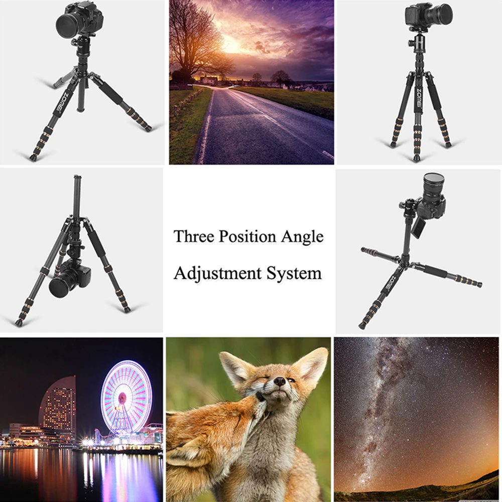 Zomei z669c profissional tripé de fibra carbono monopé compacto tripe suporte bola cabeça para viagens câmera digital dslr goprotriode