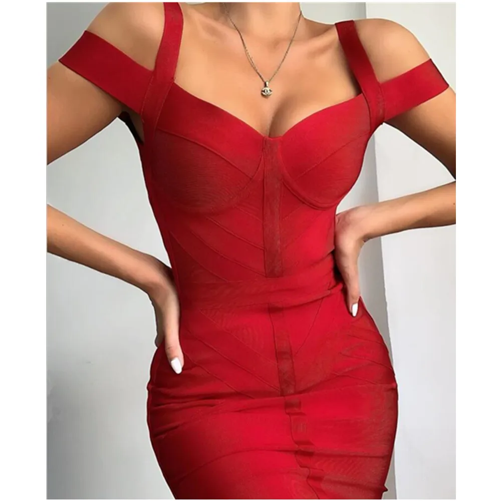 Wholesale Vestidos Sexy Sleeveless Black Red Women Summer Bandage Dress 2022 Designer Fashion Evening Club Party Dress Vestido