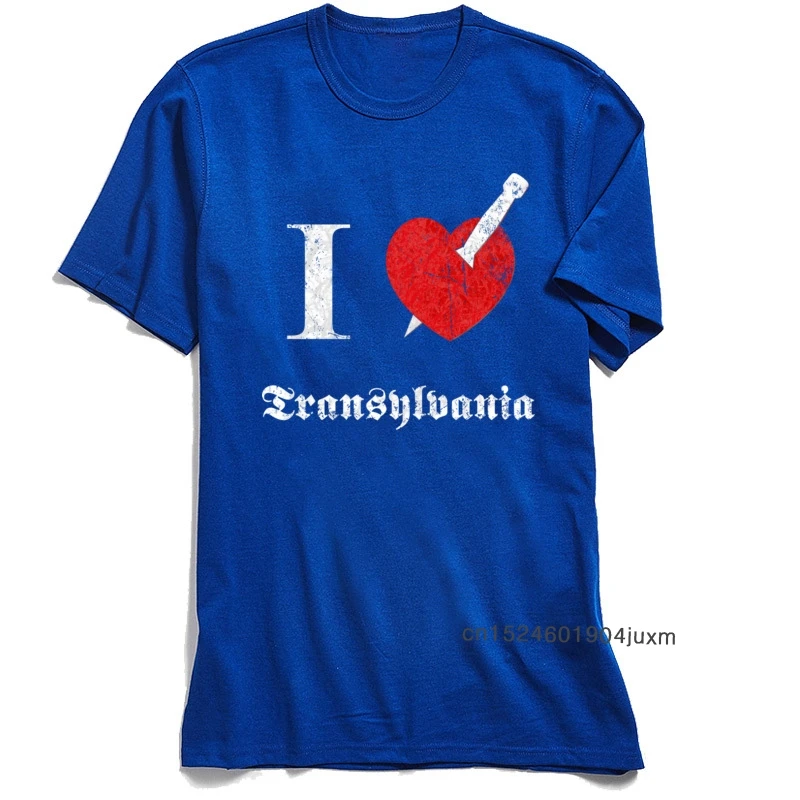 Custom Man Tshirt Youth T-shirts I Love Transylvania Tops T Shirt All Cotton Short Sleeve Letter 80s Tee Shirts O Neck Wholesale