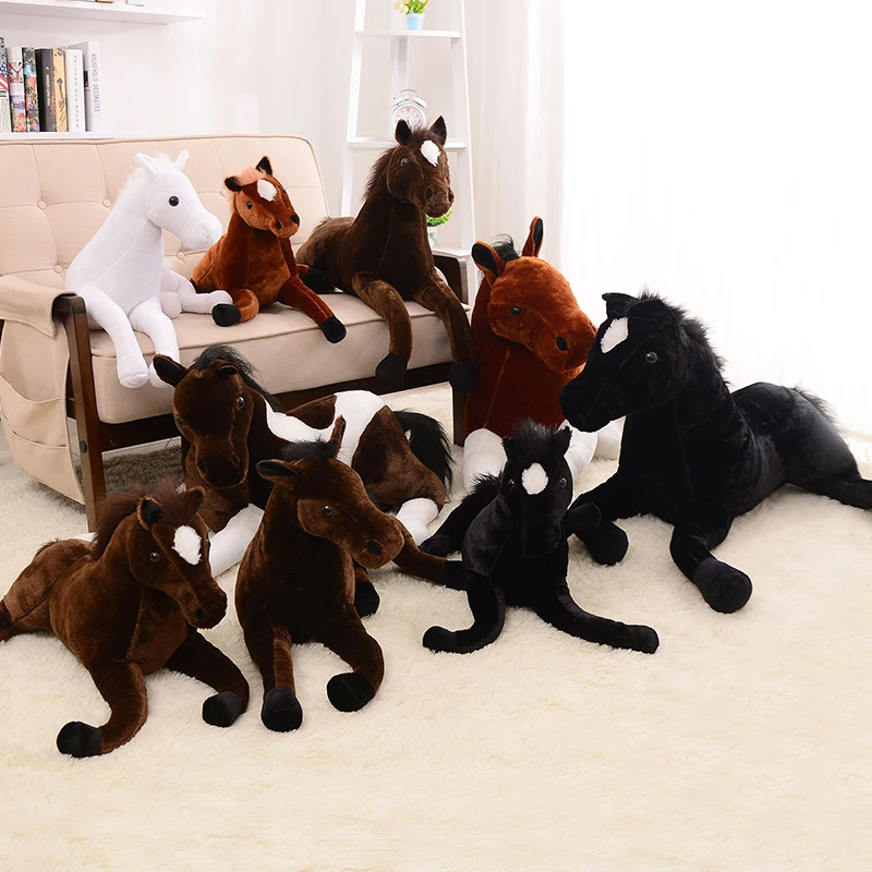 70*40cm Giant Stuffed Simulation Animal Horse Plush Toy Prone Horse Doll Kids Children Birthday Xmas Gift Home Decoration