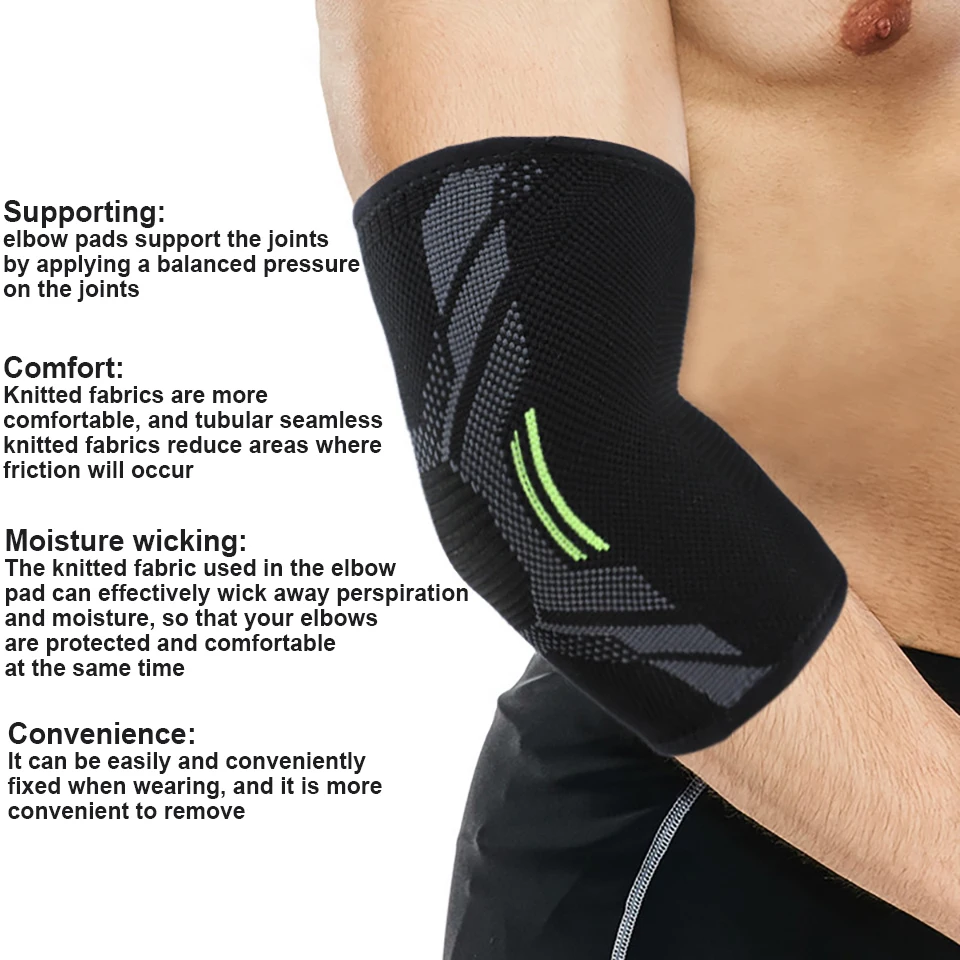 LOOGDEEL 1Pcs Elbow Brace Compression Support Tendonitis Tennis Basketball Volleyball Elbow Protector Reduce Pain Elbow Pad Men