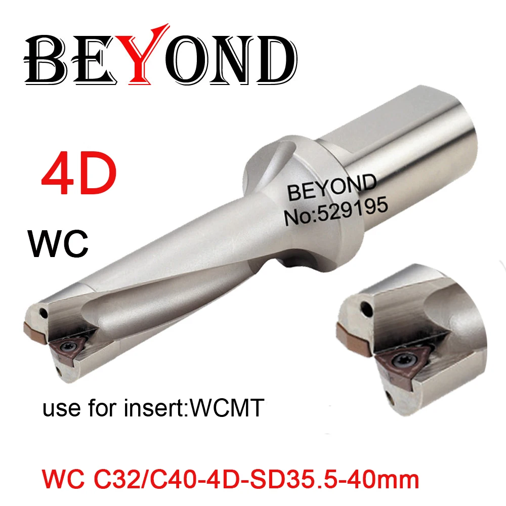 BEYOND WC U drill indexable U Drilling bit 4D 35.5-40mm 36 36.5 37 37.5 38 38.5 39 39.5 WCMT06T308 WCMX insert Cooling port cnc