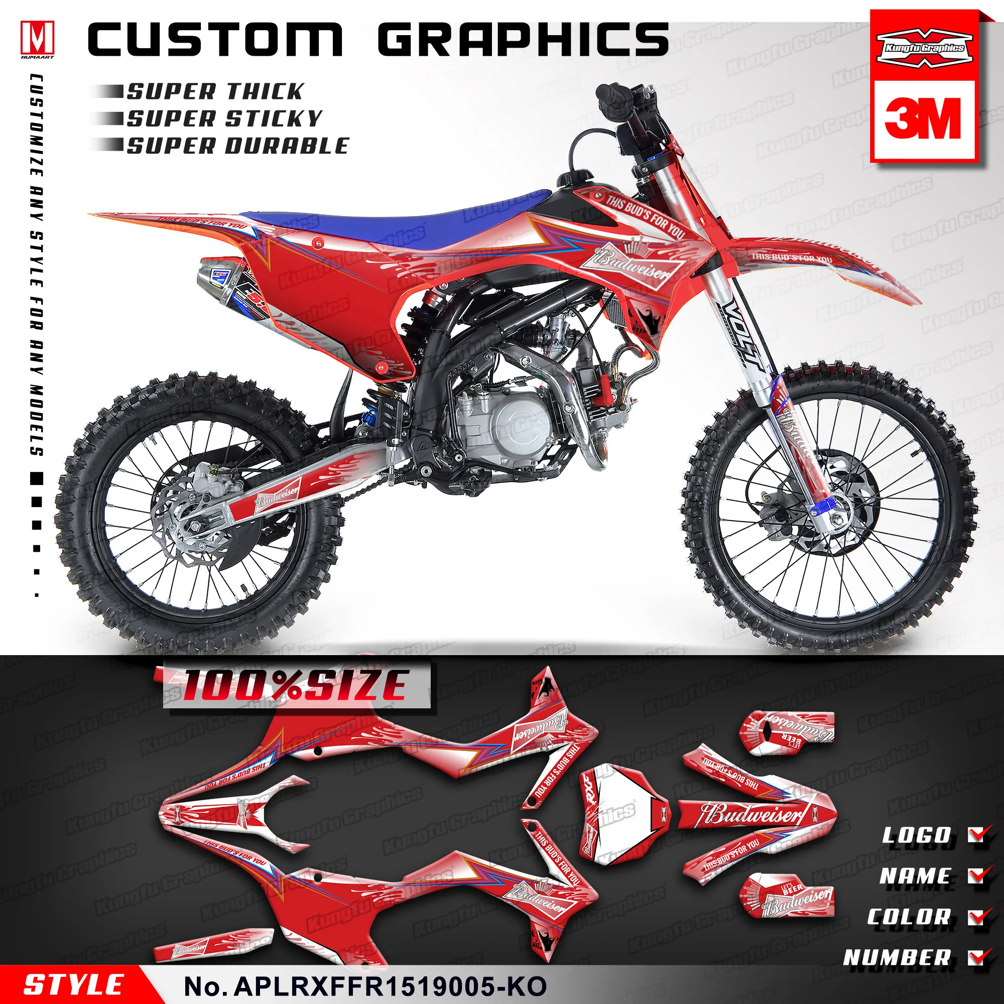 

KUNGFU GRAPHICS Waterproof Stickers Custom Vinyl Wraps Kit for Apollo RXF Freeride 150 190, APLRXFFR1519005-KO