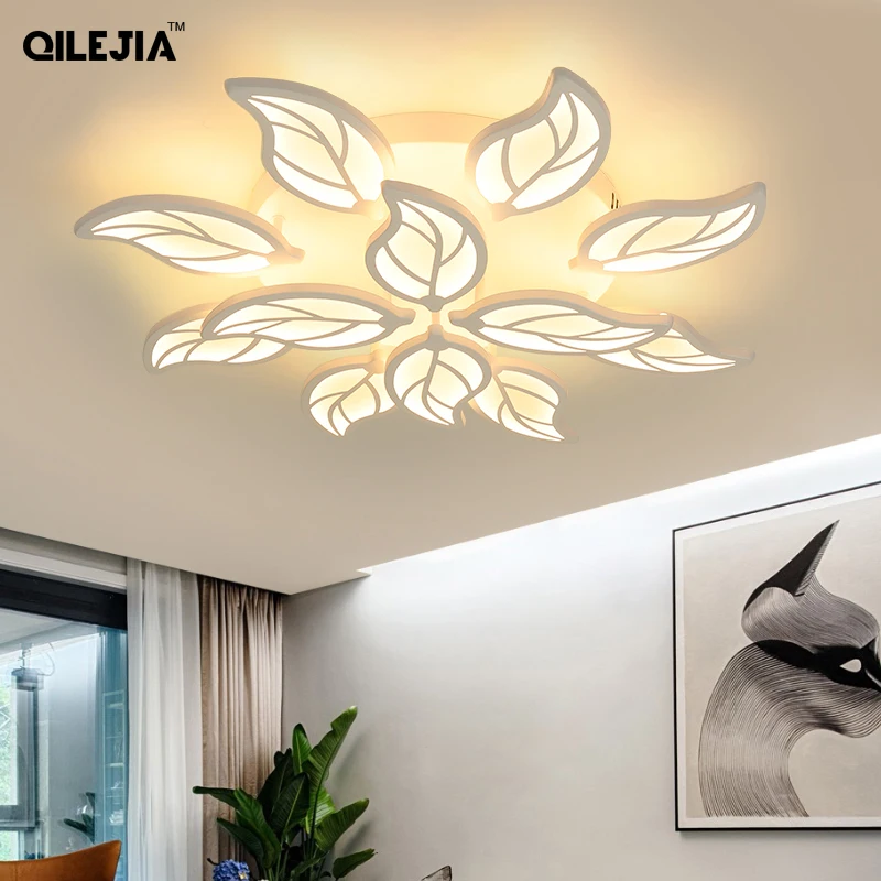 

New Design LED Lights Acrylic Leaves Chandelier For Living Study Room Bedroom Indoor Dimmable Deco Lighting Fixtures AC 90-260V