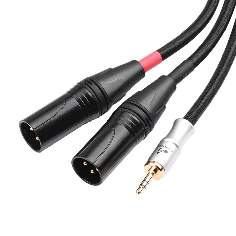 Hifi 3.5mm To 2XLR Cable Hi-End 6N OFC  Stereo Jack 3.5mm to Dual XLR 3 Pin for PC Headphone Mixer 1/8\