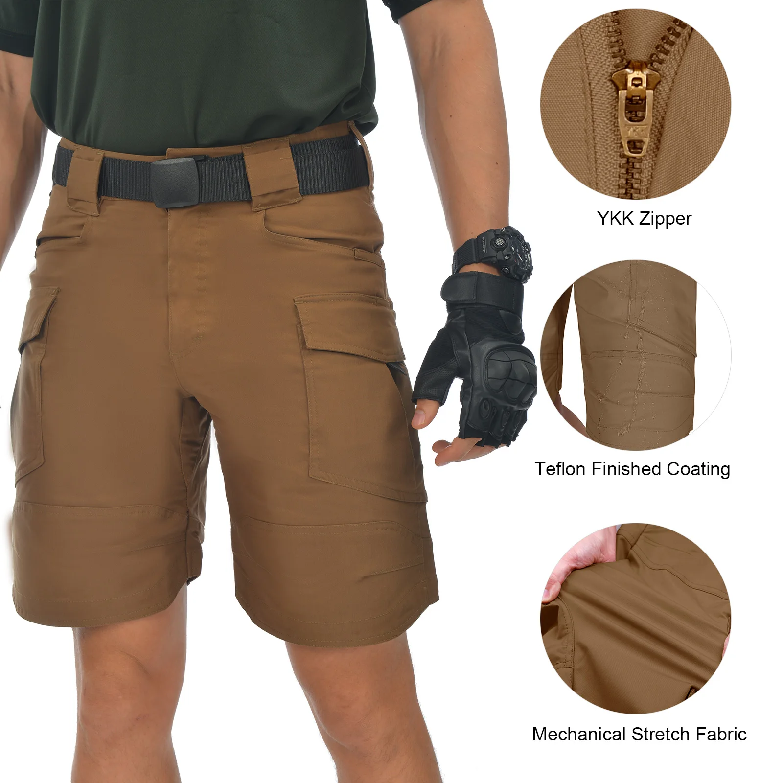 Shorts tático masculino de 8.5 ", calção resistente com bolsos, para trilha militar, para caça e pesca ao ar livre