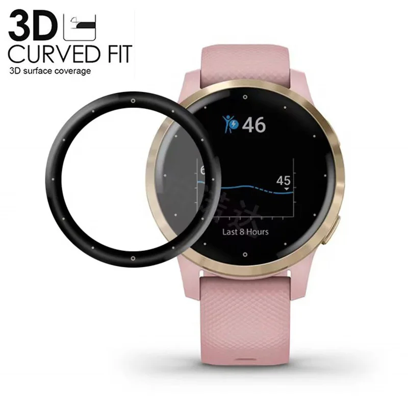 3D ขอบโค้งป้องกันหน้าจอสำหรับ Garmin Vivoactive 4S Full Coverage ป้องกันฟิล์มสำหรับ Garmin Active S