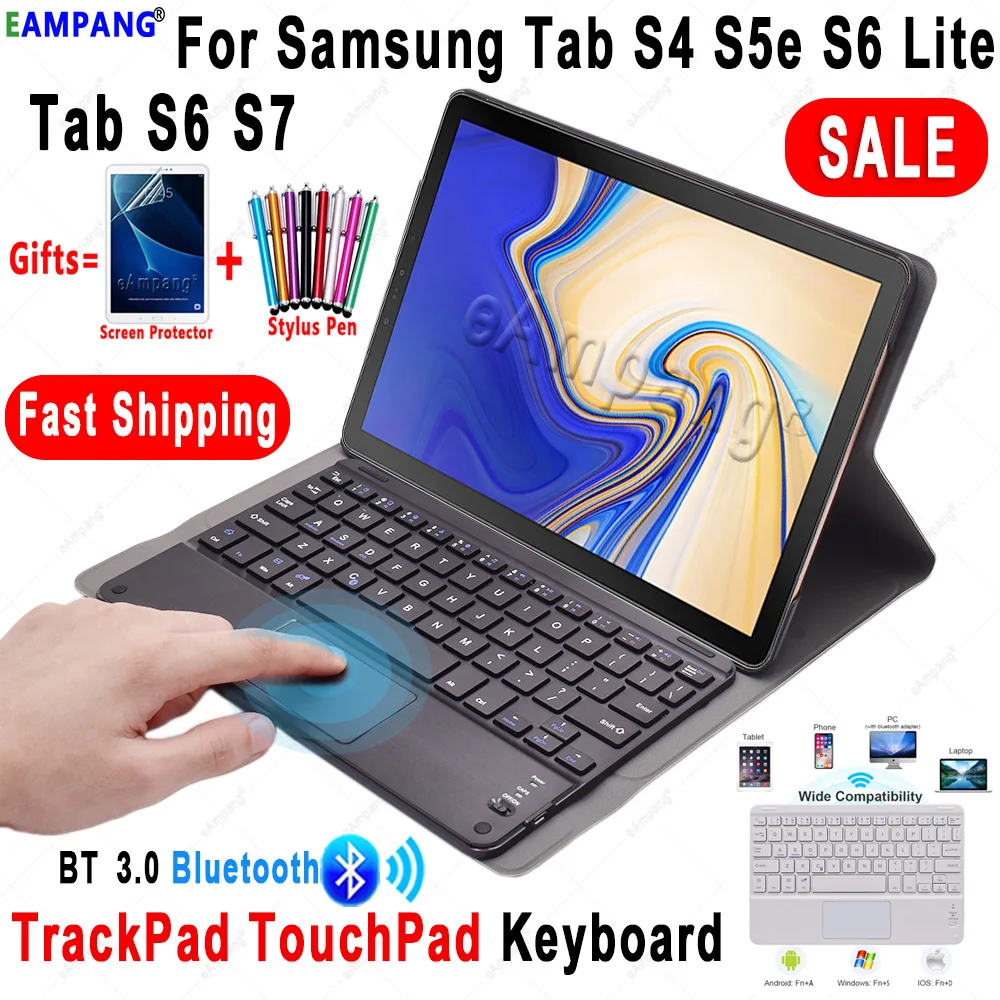 

TtrackPad Keyboard Case for Samsung Galaxy Tab S4 S5e S6 Lite S7 TouchPad Keyboard Case Cover Wireless Keyboard T720 T860 P610