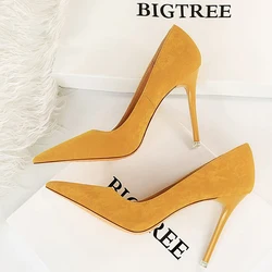 BIGTREE Shoes Suede Women Pumps 2024 New High Heels Fashion Sexy Party Shoes Stiletto Ladies Shoes Women Heels Plus Size 42 43