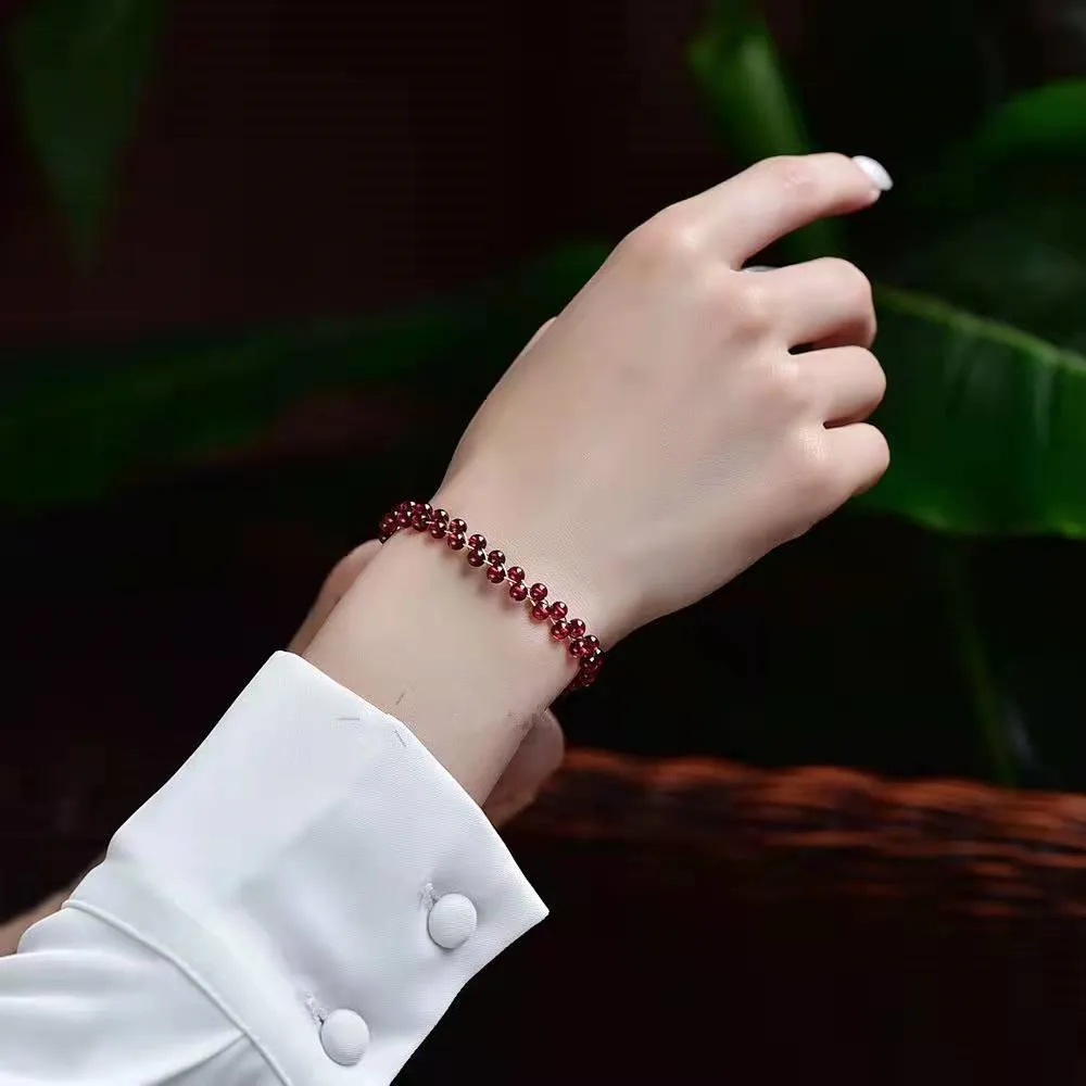 Natural Red Garnet Bead Bracelet For Women Natural Stone Handmade Charm Bracelets Yoga Meditation Jewelry Friendship Gifts