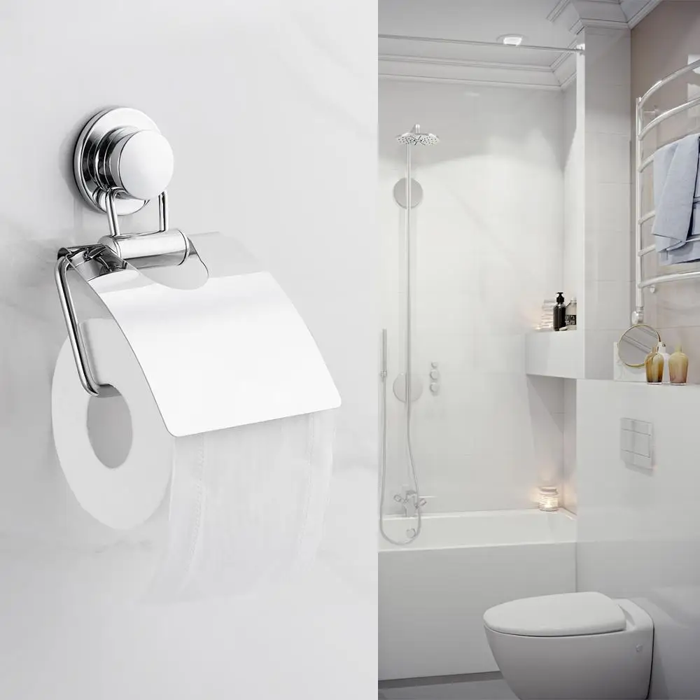 smartloc Wall Mounted Vacuum Suction Stainless Steel Toilet Paper Holder Bathroom Shelf Tissue Storage Organizer  Accessories
