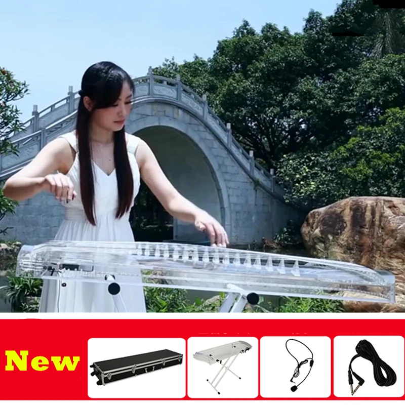New Crystal Electronic Guzheng Performance Electric Guzheng Transparent Acrylic Material 7-string Zither Musical Instrument