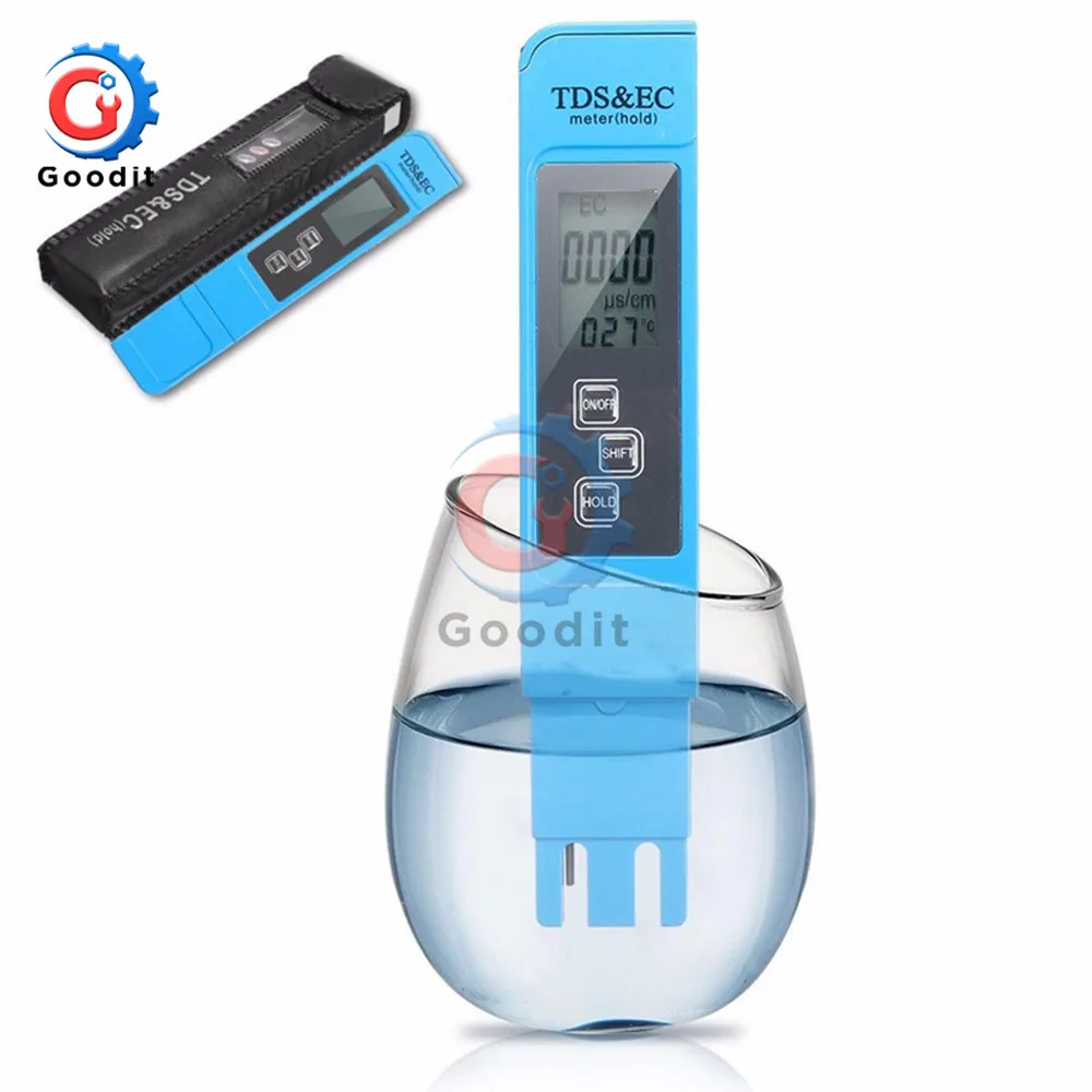TDS&EC Tester TDS/Temp/EC Meter 0-9990ppm Conductivity Detector Water Quality Monitor Purity Measure Tool for Pool 3 In1