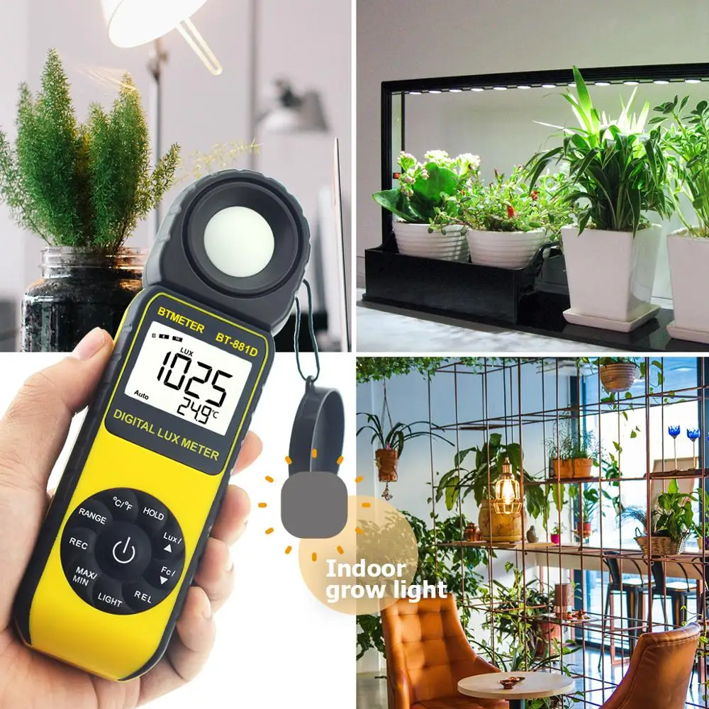 

BTMETER Digital Illuminance Light Meter Lux Meter Measure 0.01~400,000 Lux Temp with 270º Rotated Sensor Light Tester