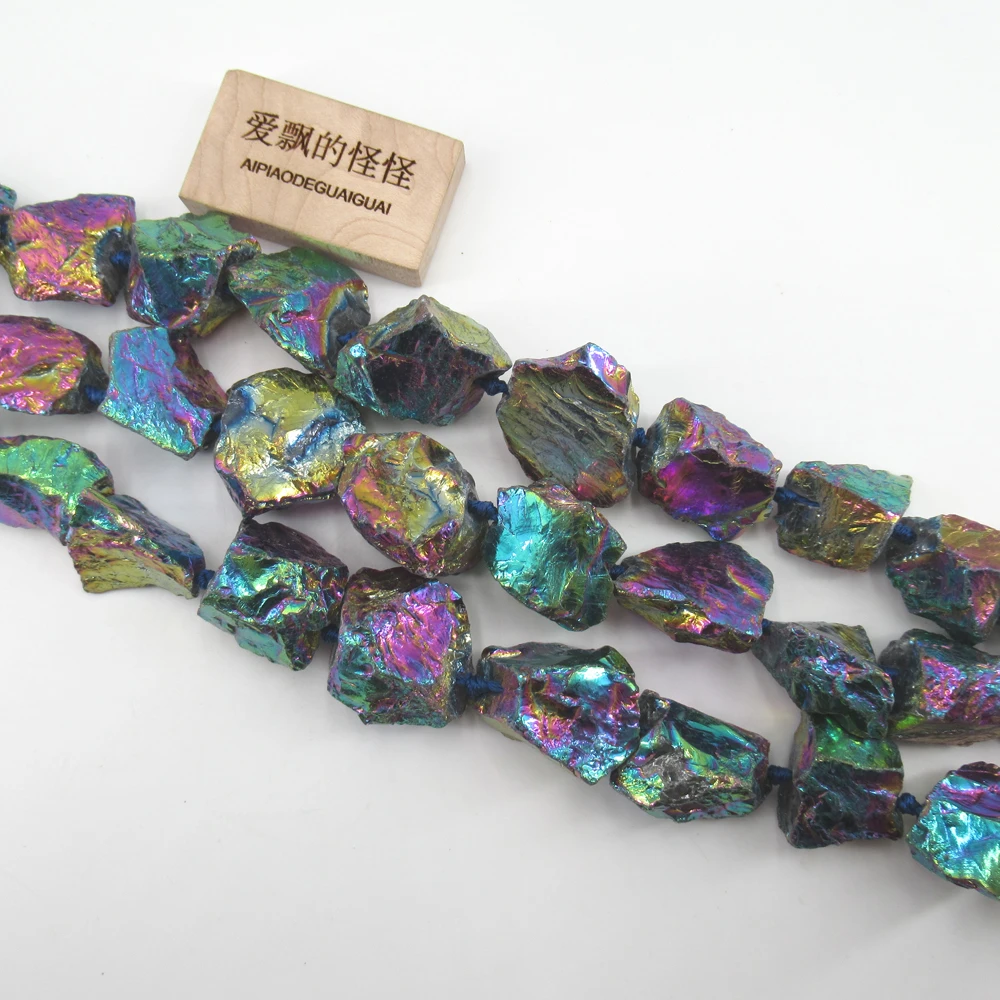 APDGG Natural 16x18-26x28mm Colorful Titanium Quartz Rough Loose Nugget Beads 16\