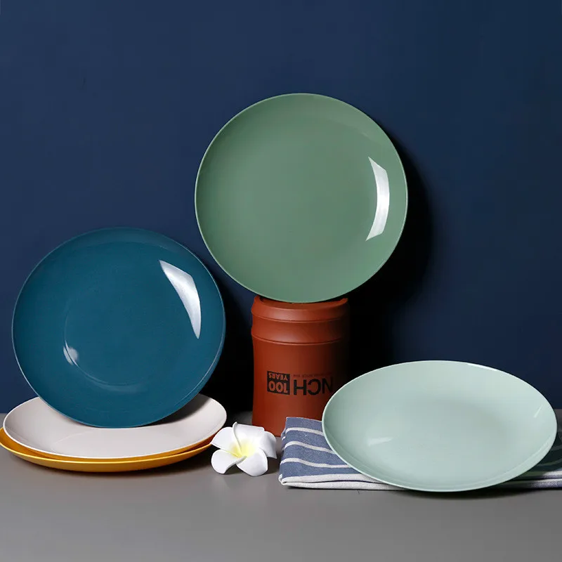 Creative Imitation Porcelain Round Plastic Food Soy Sauce and Vinegar Plate Snack Dish Household Fruit Kitchen Accessories