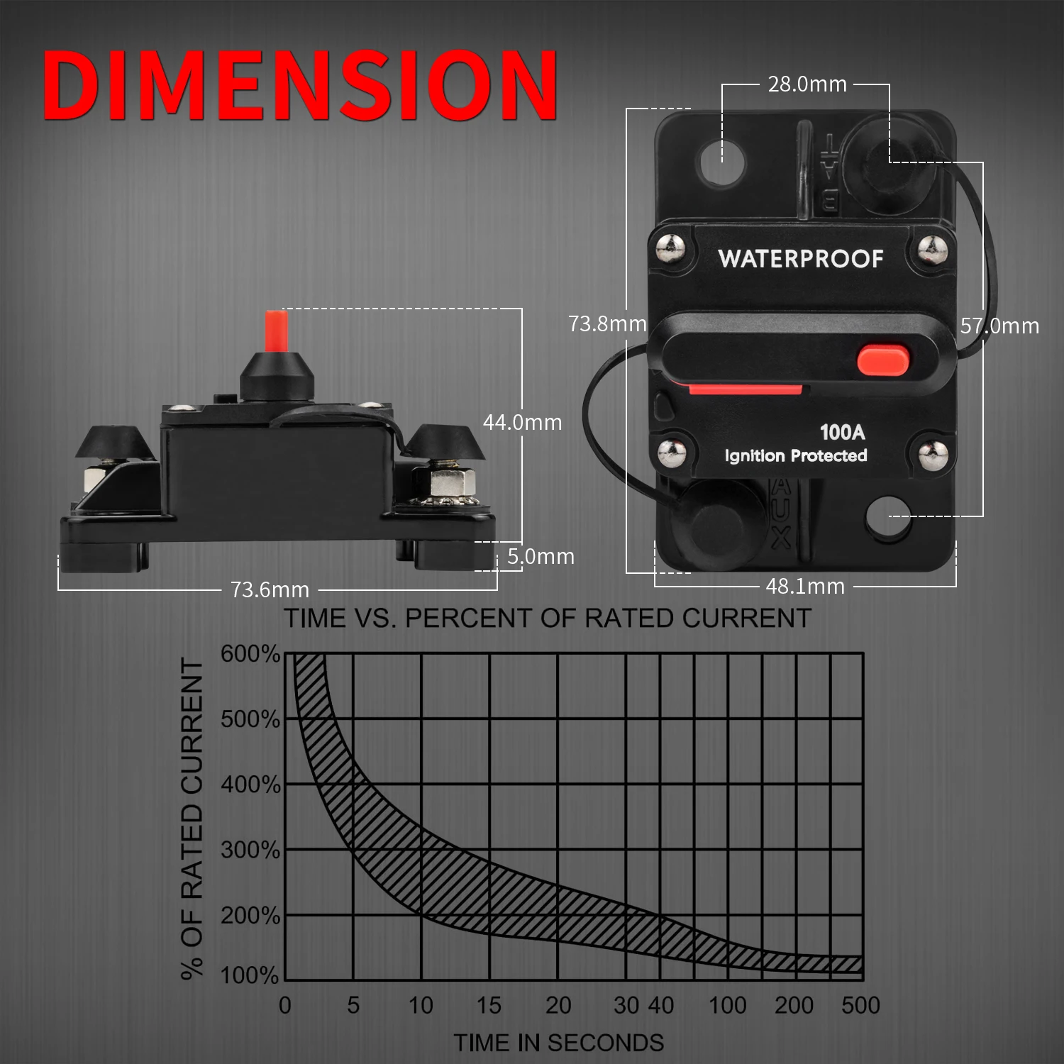 30A-300A Fuse 12V Circuit Breaker 12V Trolling Manual Reset Fuse Car Boat Manual Power Protect Breaker for Audio System 48VDC