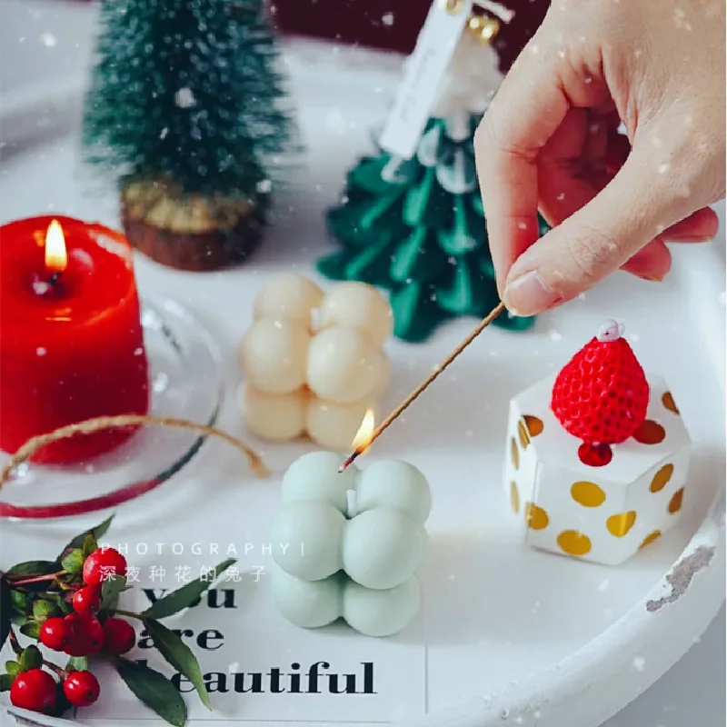 Candle Korea ins small cube Scented Candle Home Fragrance Geometric Shape Decoration Soy Wax Aromatherapy Candles Shooting Props