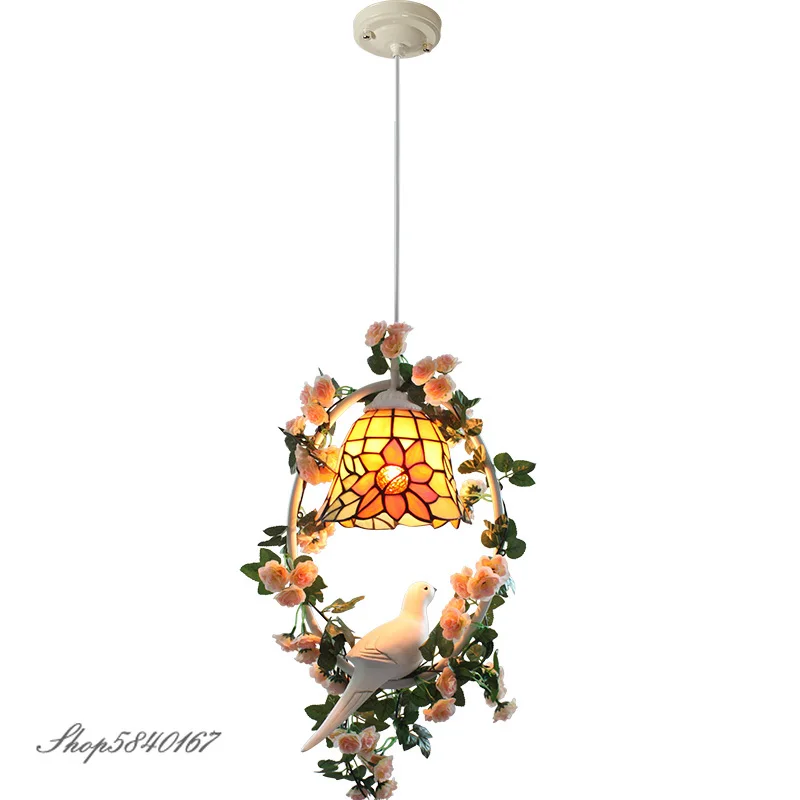 luz pingente estilo passaro flor turco tiffany lampada suspensa para sala de estar luminaria moderna decoracao de casa lampada de coroa luz pendente 01