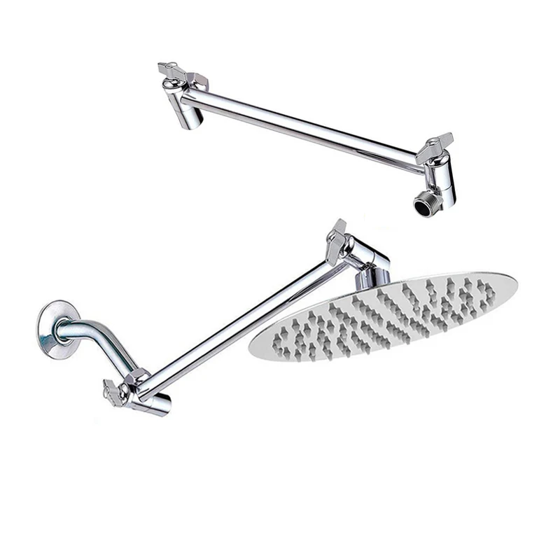 Stainless steel Shower Arm Extension Shower Head Holder Chrome Brushed Nickel Black Wall Mounted Fixed Bracket Bar Accessories