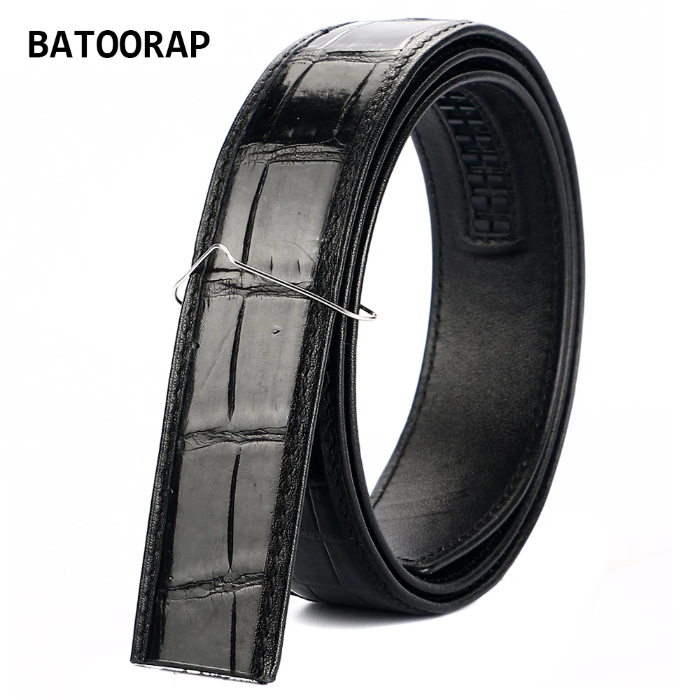 

Top Brand Simple High-end Crocodile Belly Belt Luxury Designer Men's Belt Automatic buckle belt Does not include belt buckle