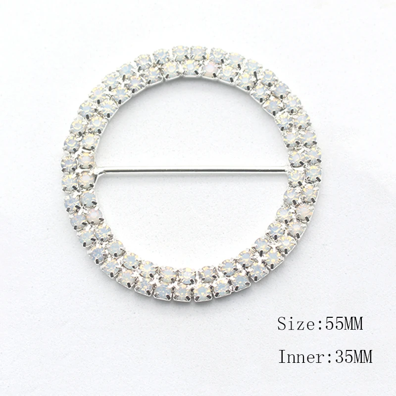 4Pcs 55MM Double Row Round Rhinestone Buckle, Crystal Decoration, Ribbon, Floral Center Sewing Decoration Clothing Accessories