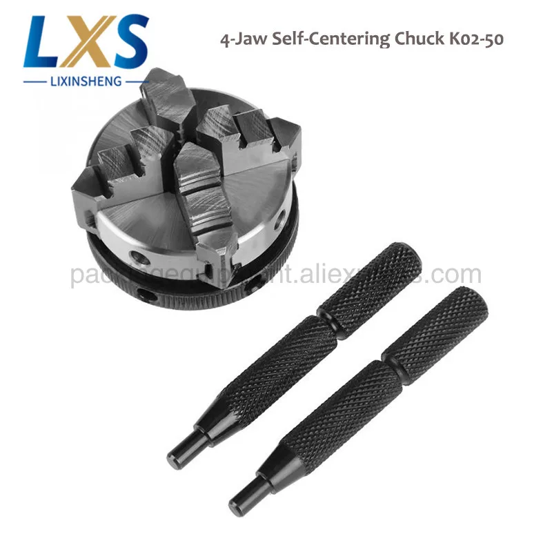 Machine Lathe Accessories 4-Jaw Self-Centering Lathe Chuck 50mm Mini Metal Thread Mount Lathe Chuck K02-50 With Lock Rods