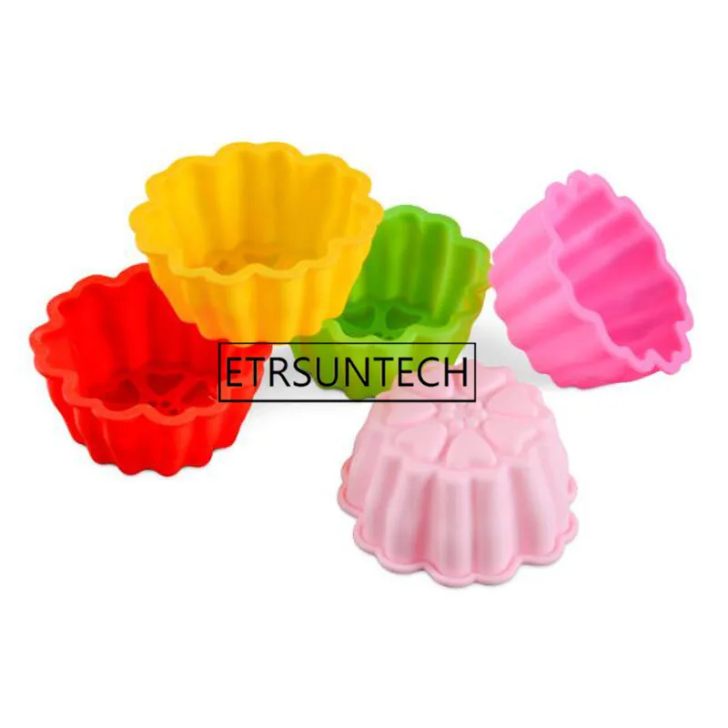 100pcs Flower Cake Mold Pudding Food Grade Silicone Cake Mold Cupcake Baking Mould Bakeware