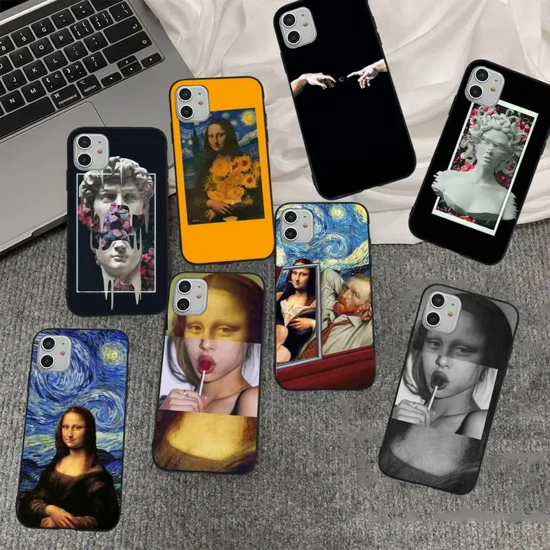 

Mona Lisa David Statue Abstract Art Phone Case for iPhone 11 12 13 mini pro XS MAX 8 7 6 6S Plus X 5S SE 2020 XR cover