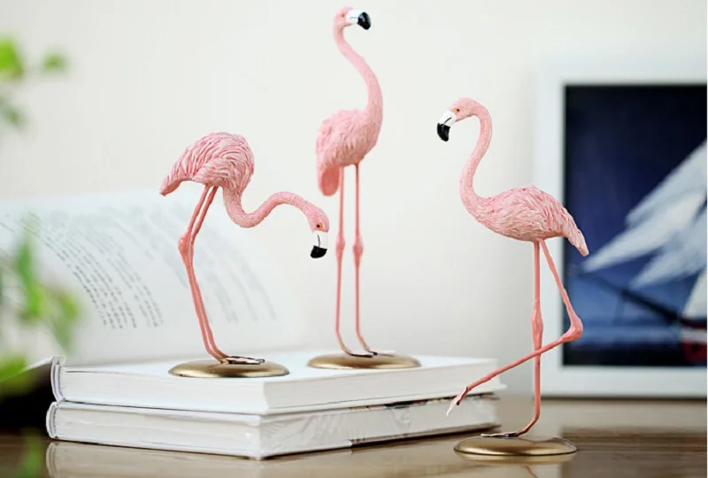 lovely pink Flamingo ornaments Nordic resin craft furnishings home living room bedroom girls room decorations