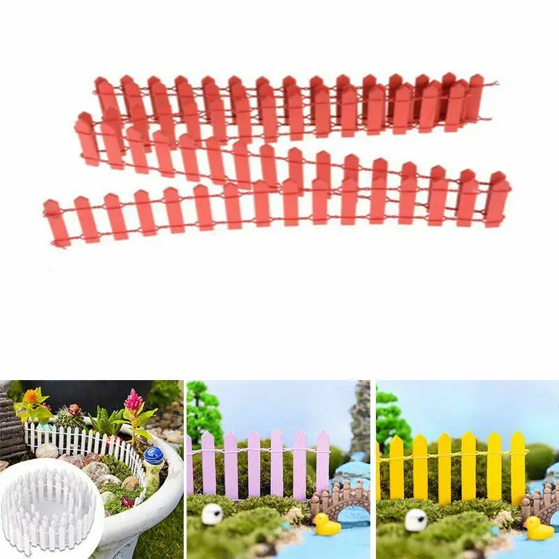 90*5cm Miniature Small Wood Fencing DIY Miniature Garden Fence Succulents Potted Flower Bonsai Decorative Garden Gates Decor