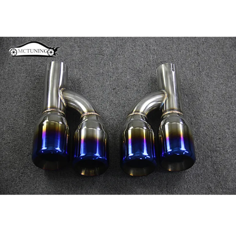 

1 Pair H Model Dual Outlet Muffler Tip Stainless Steel Burnt Blue Exhaust Pipe Universal Tailpipe Tails Throat Car Accessories