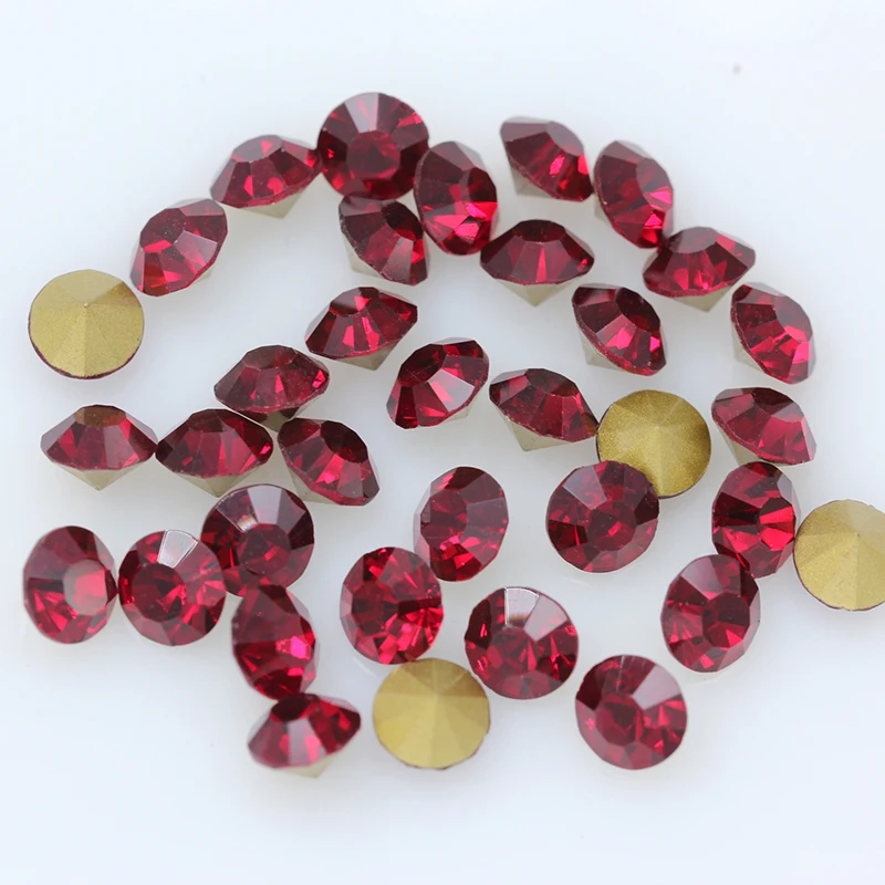 ss2-ss45 dark siam Cz Crystal Nail Art Rhinestone Transparent Round Pointed Foiled Back Glass Strass jewelry making bead