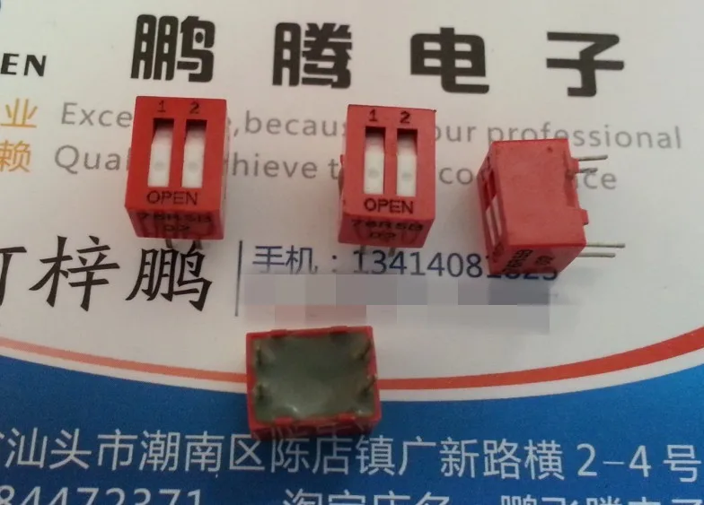 2PCS/lot 76RSB02 Imported from the U.S. Direct plug-in 2P code switch, 2-digit code switch, pitch 2.54MM, flat dial red