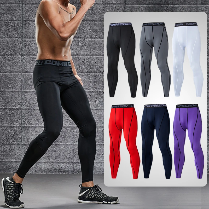 Men\'s Compression Pants Cycling Running Basketball Soccer Elasticity Sweatpants Fitness Tights Legging Trousers Rash Guard Gym